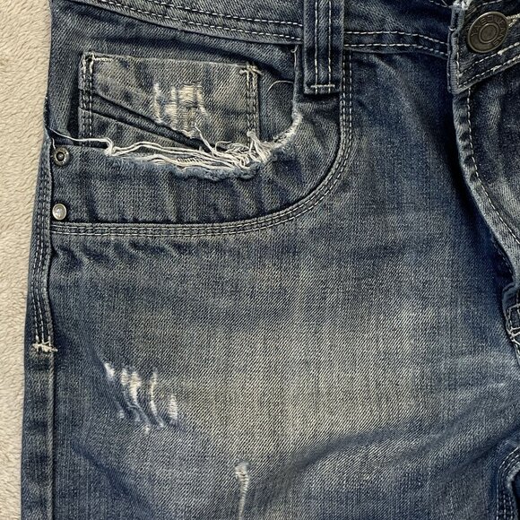 Yaso Brand Jeans Men 32 x 33 Blue Y2K Straight Distressed Studded Pockets Grunge - Picture 6 of 16